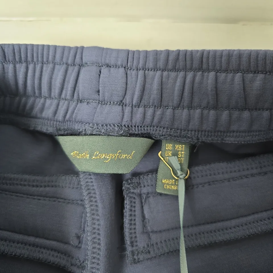 RUTH LANGSFORD NAVY BLUE MEN'S JOGGERS WITH ELASTICATED WAIST AND DRAWSTRING SIZE ST