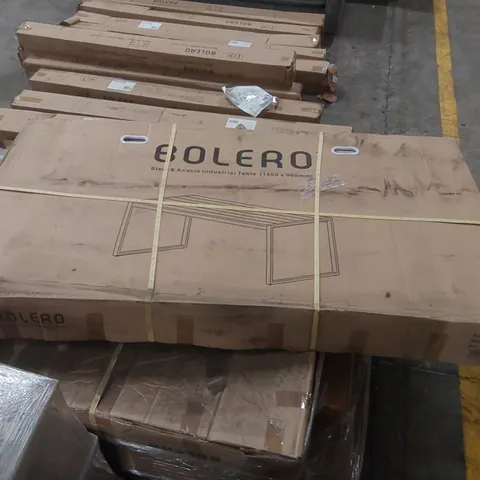 BOXED BOLERO ACACIA WOOD AND STEEL RECTANGULAR INDUSTRIAL TABLE 1800MM