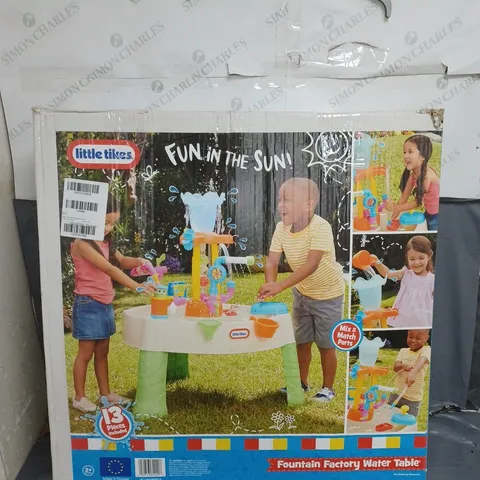 BOXED LITTLE TIKES FOUNTAIN FACTORY WATER TABLE