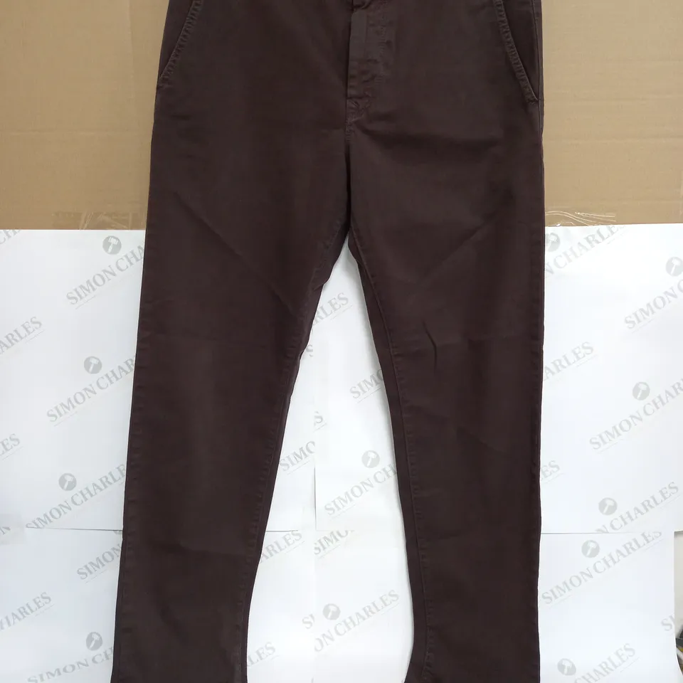 HUGO BOSS DARK BROWN COTTON CHINO TROUSERS IN BROWN - 32W 32L