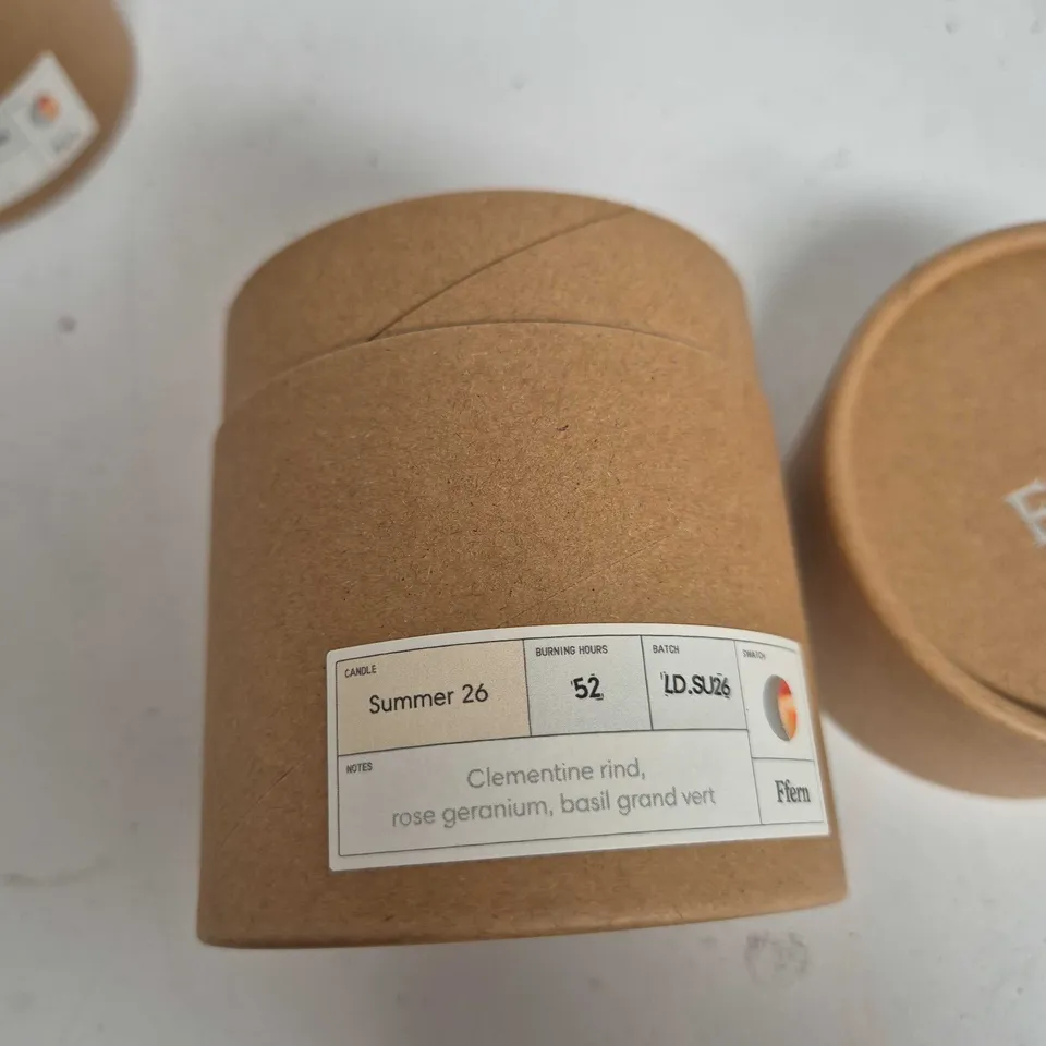FJERN CANDLE – SUMMER 26 SCENT, CLEMENTINE RIND, ROSE GERANIUM, BASIL GRAND VERT