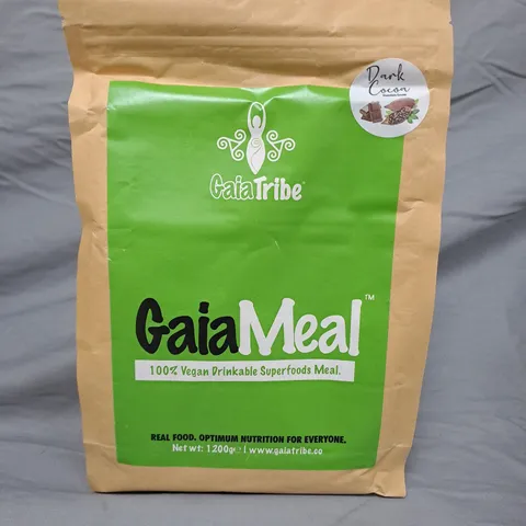 BOX OF APPROXIMATELY 5 PACKS OF GAIA MEAL 100% VEGAN DRINKABLE SUPERFOODS MEAL - DARK COCOA - 1200G