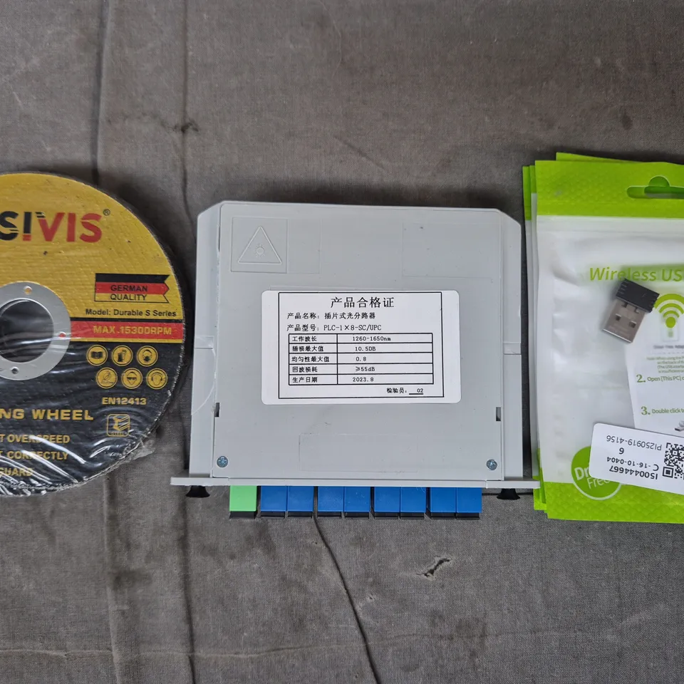 APPROXIMATELY 10 ASSORTED HOUSEHOLD ITEMS TO INCLUDE CISIVIS CUTTING WHEEL, WIRELESS USB ADAPTER, ETC