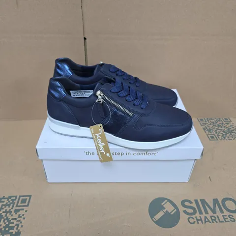 BOXED PAIR OF DR KELLER MARTINA SHOES IN NAVY - SIZE 8