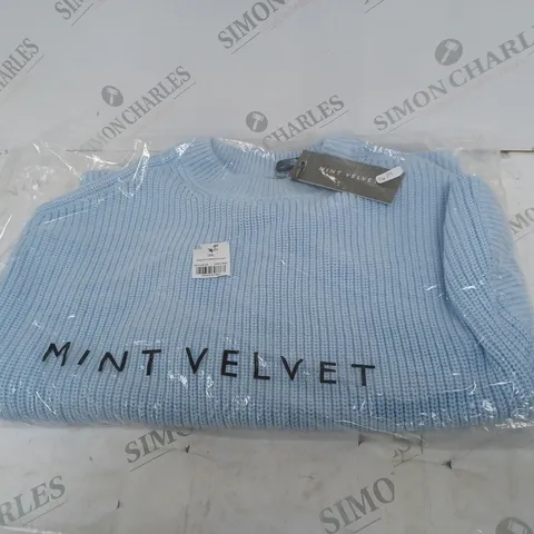 MINT VELVET BLUE KNITTED JUMPER SIZE SMALL 