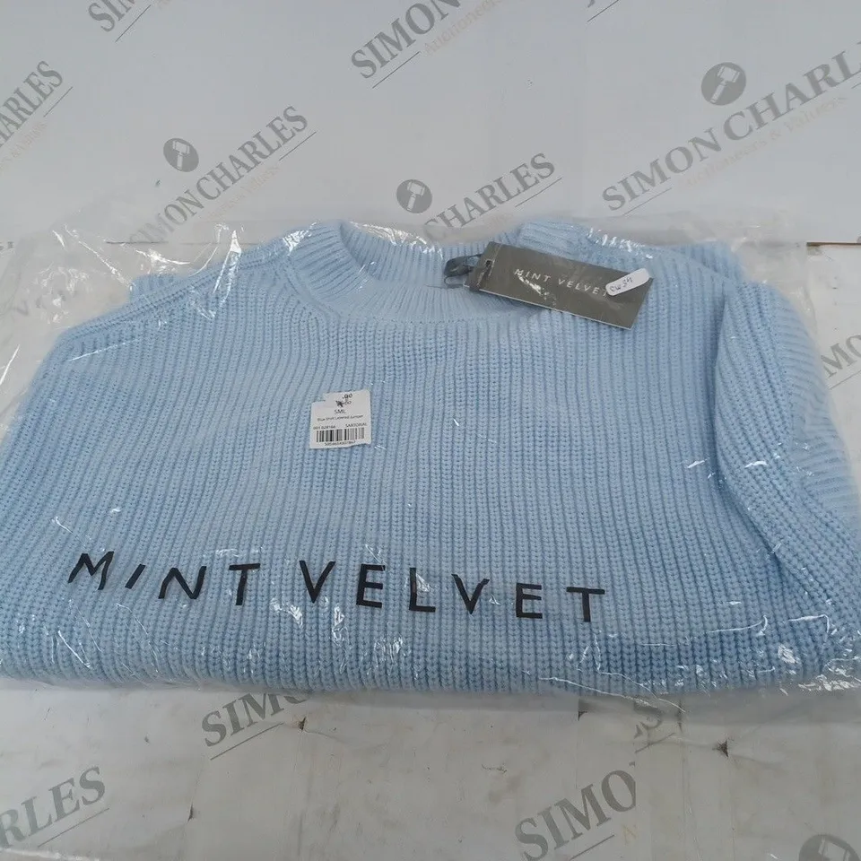 MINT VELVET BLUE KNITTED JUMPER SIZE SMALL 