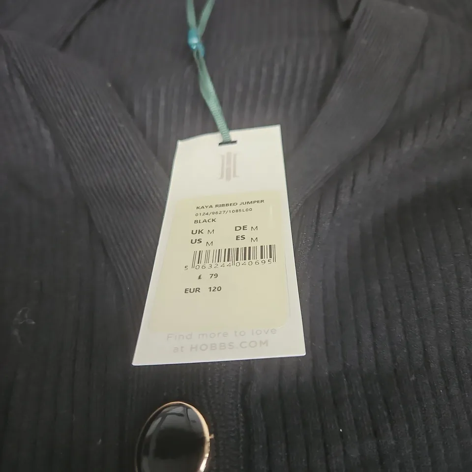 HOBBS KAYA RIBBED JUMPER BLACK MEDIUM WITH TAGS