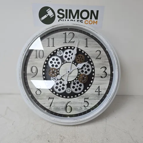INDUSTRIAL STYLE WALL CLOCK WITH EXPOSED GEARS