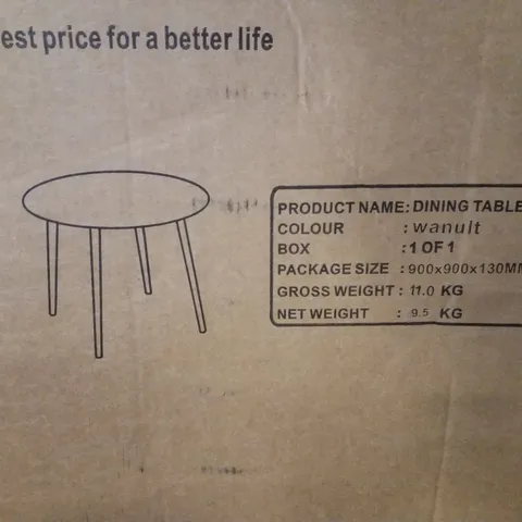 BOXED ROUND DINING TABLE - WALNUT 