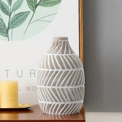 BOXED DERAY MODERN DISTRESSED CERAMIC VASE FOR HOME DECOR