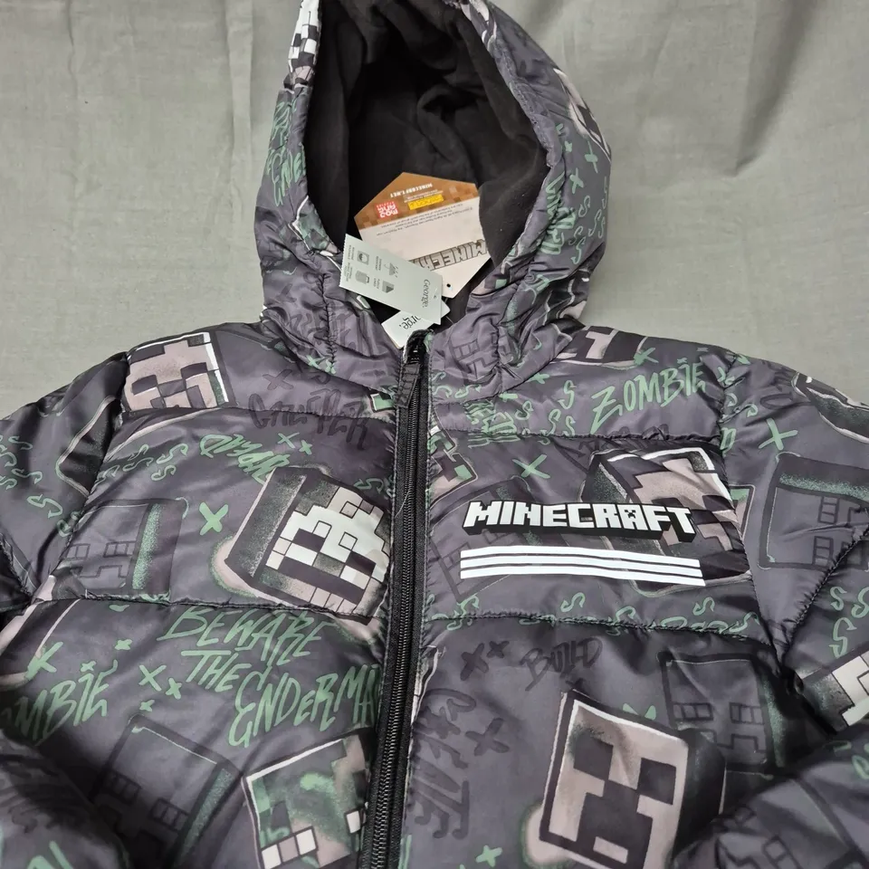 BOYS MINECRAFT ZIP BUBBLE JACKET SIZE 9/10 YEARS