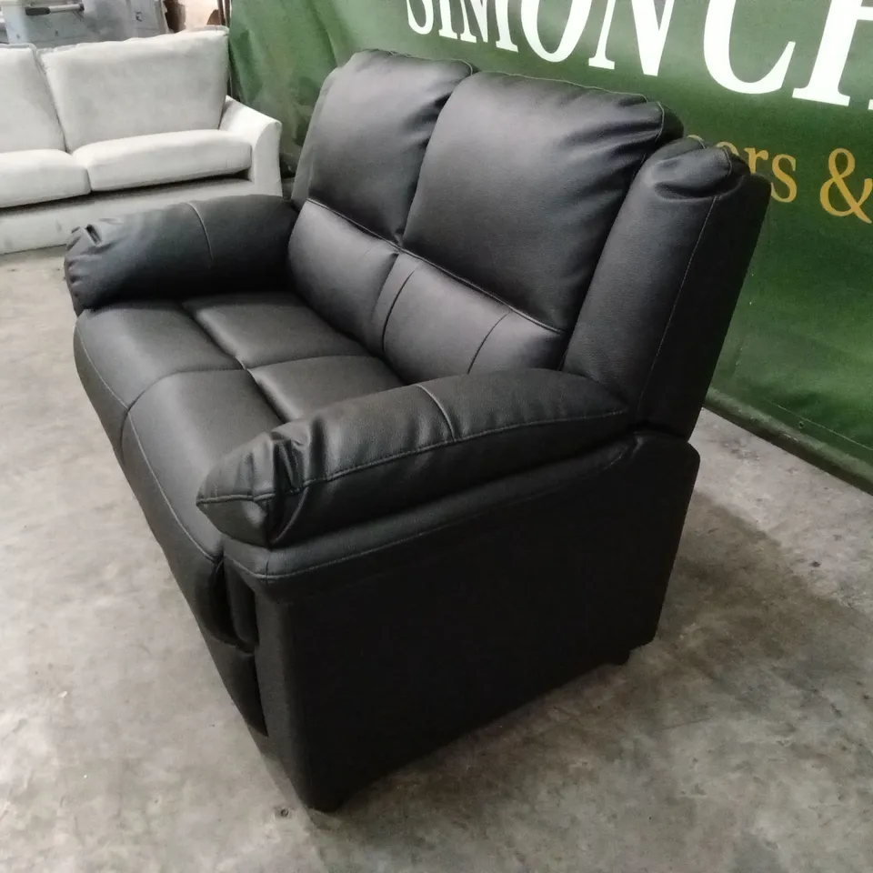 ALBION LUXURY FAUX LEATHER HIGH BACK 2 SEATER SOFA - BLACK RRP £519