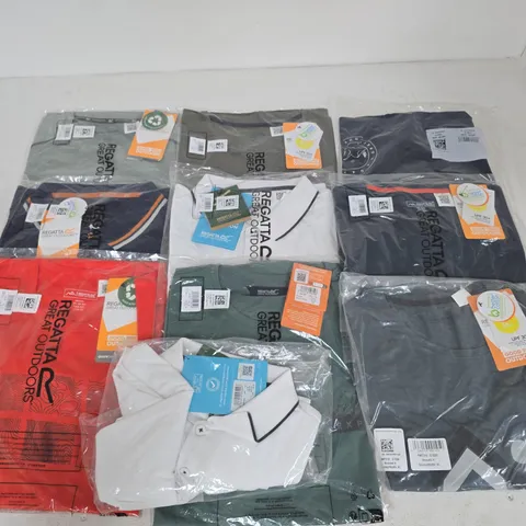 LOT OF 10 ASSORTED BRAND NEW REGATTA T-SHIRTS & IN VARIOUS STYLES, COLOURS AND SIZES