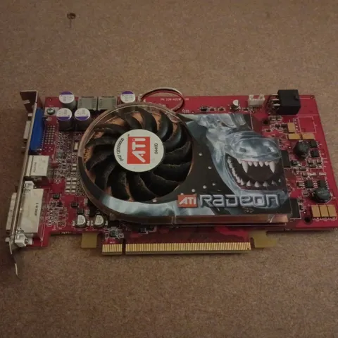 ATI RADEON GRAPHICS CARD – PCIE X16, RED PCB WITH COOLING FAN