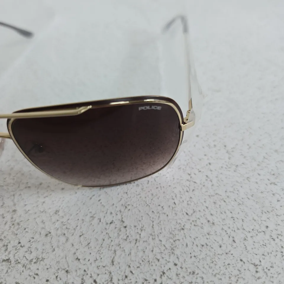 POLICE SUNGLASSES – GOLD-TONE AVIATOR FRAME WITH BROWN GRADIENT LENSES