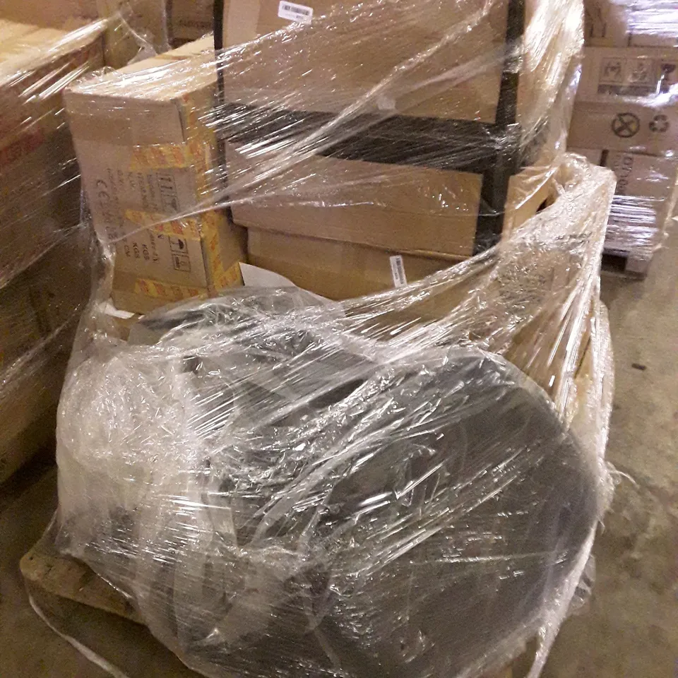 PALLET OF APPROXIMATELY 6 ASSORTED PRODUCTS INCLUDING DRIPEX ERGONOMIC CHAIR, ELECTRIC COUNTER TOP GRIDDLE, BAKERS RACK