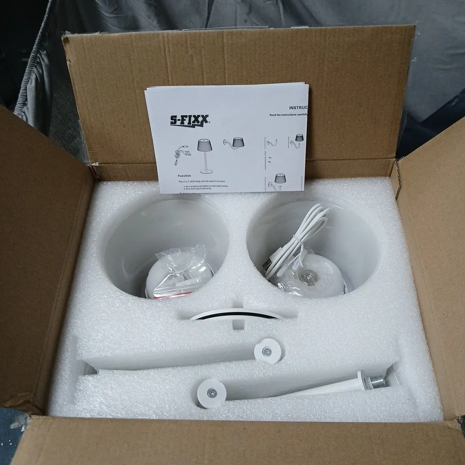 SFIXX SET OF 2 2IN1 RECHARGEABLE TABLE LAMP AND WALL LAMP BOXED