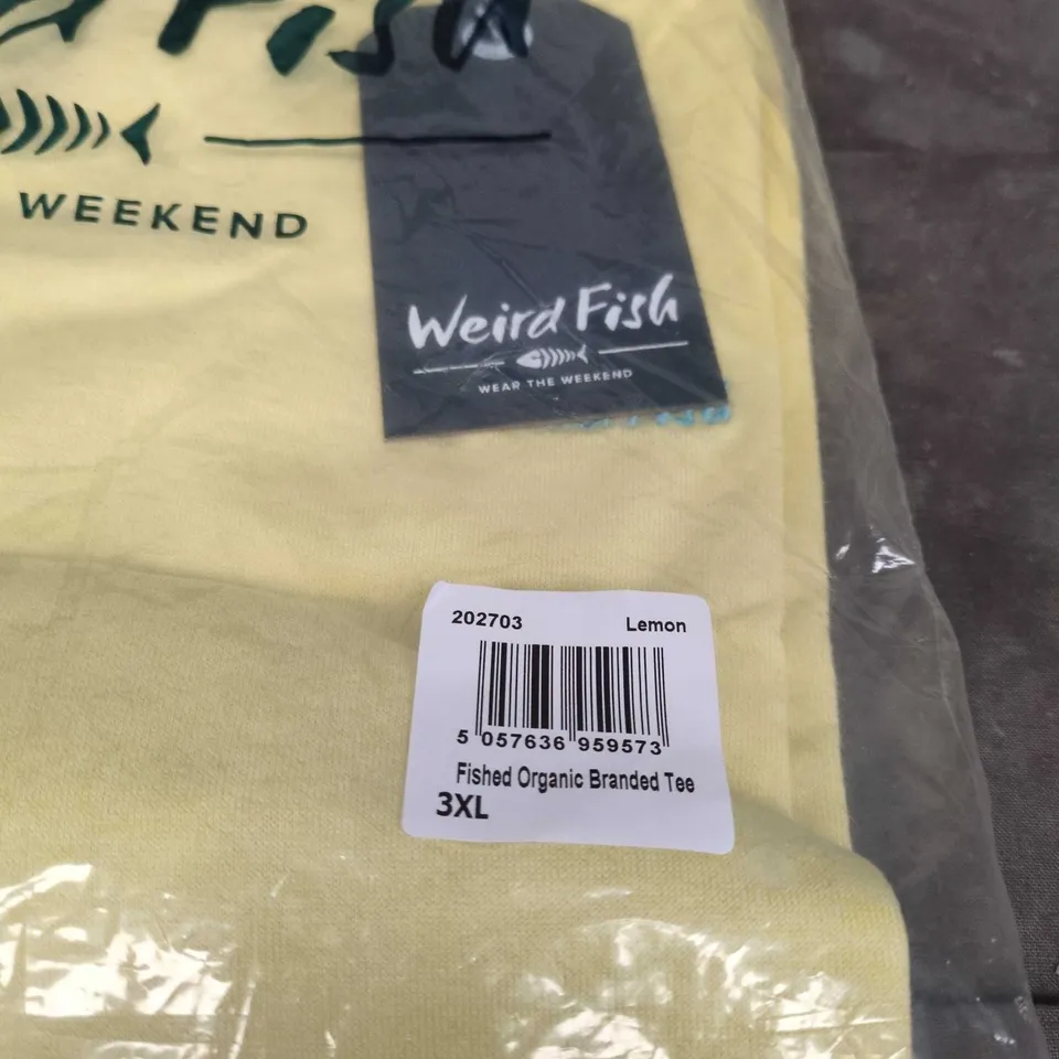 WEIRD FISH FISHED ORGANIC BRANDED TEE IN LEMON SIZE UK 3XL