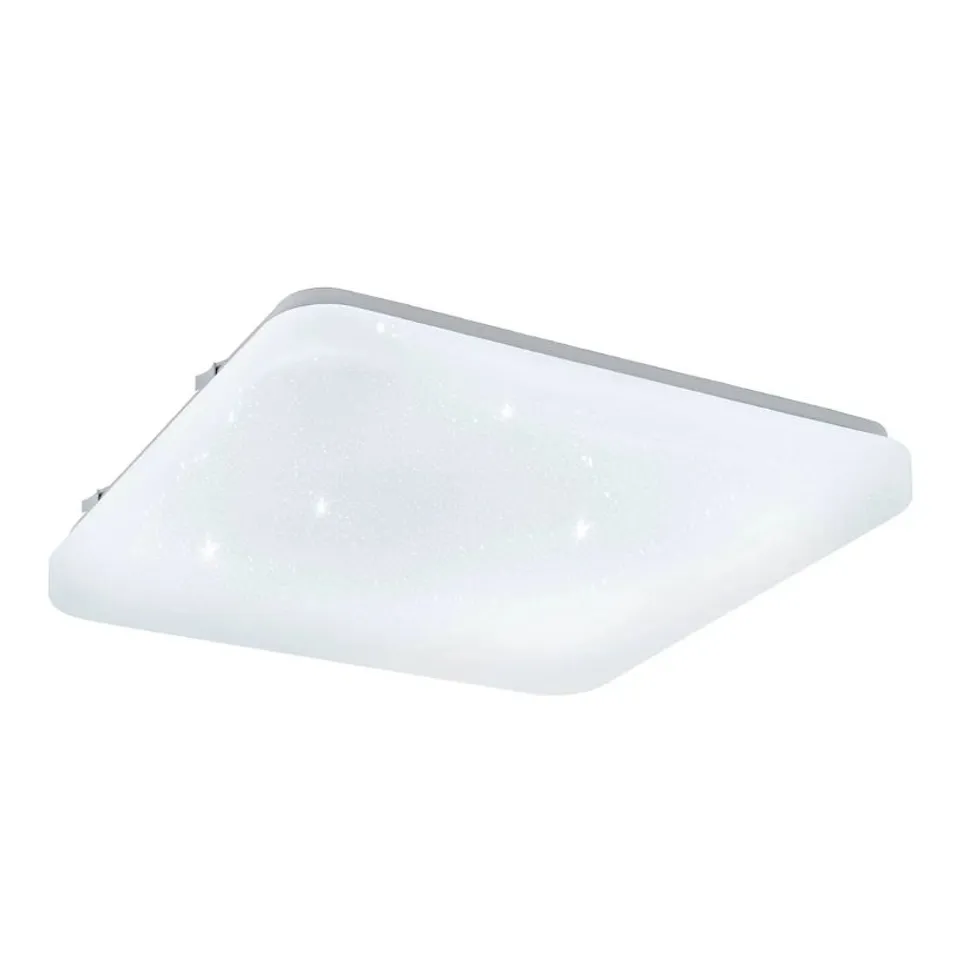 BOXED EGLO FRANIA-S SQUARE METAL AND PLASTIC WITH CRYSTAL EFFECT INTEGRATED LED FLUSH LIGHT, (D) 28CM