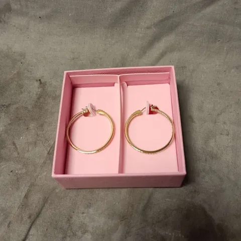 SWAROVSKI PAIR OF GOLD-TONE HOOP EARRINGS IN PINK PRESENTATION BOX