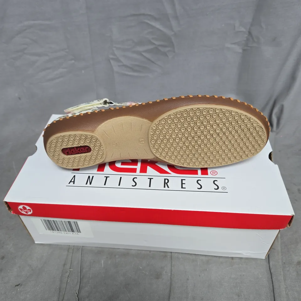 RIEKER FARBE MULTI COLOUR SANDALS SIZE 41 BOXED