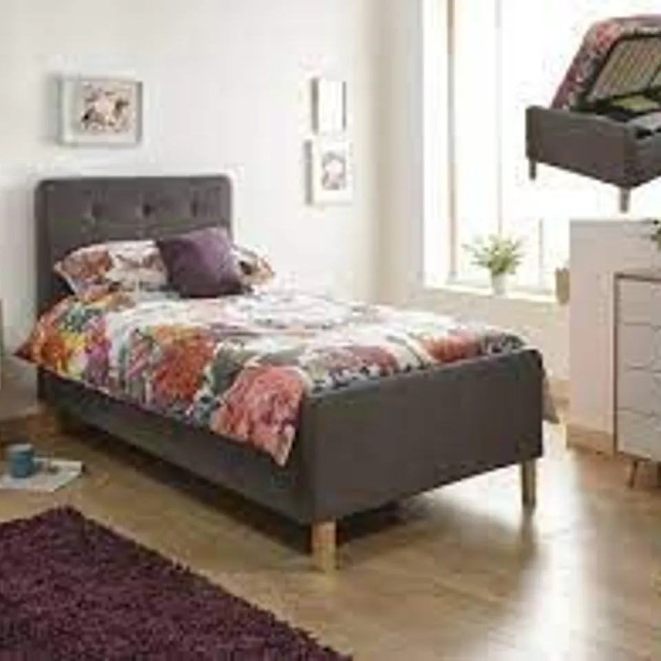 BOXED ASHBOURNE DARK GREY 3FT BEDFRAME(3 BOXES)