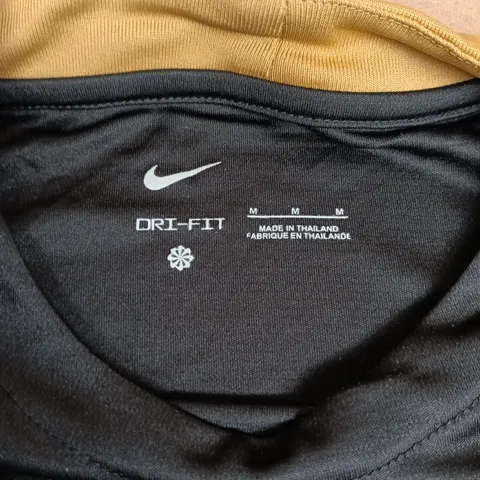 Nike Dri-FIT Training Top – Black with Gold Shoulder Panels, Men's Size M