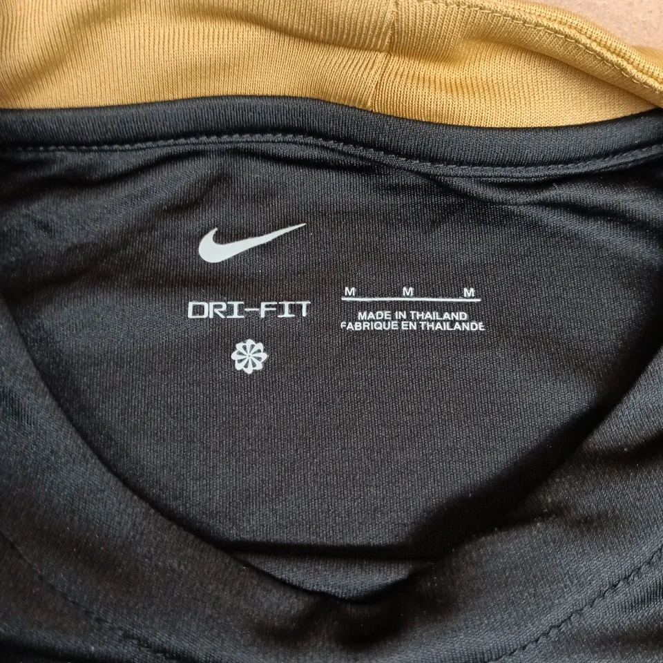 Nike Dri-FIT Training Top – Black with Gold Shoulder Panels, Men's Size M