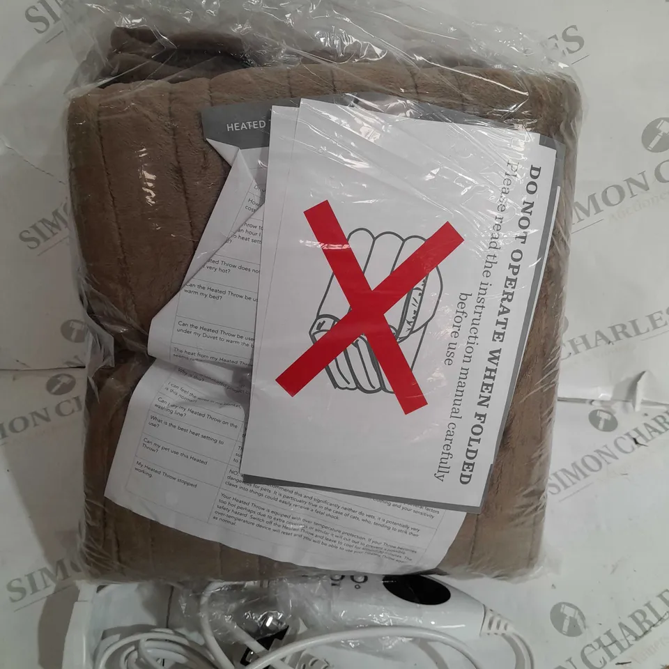 COZEE HOME HEATED BLANKET IN DARK TAUPE