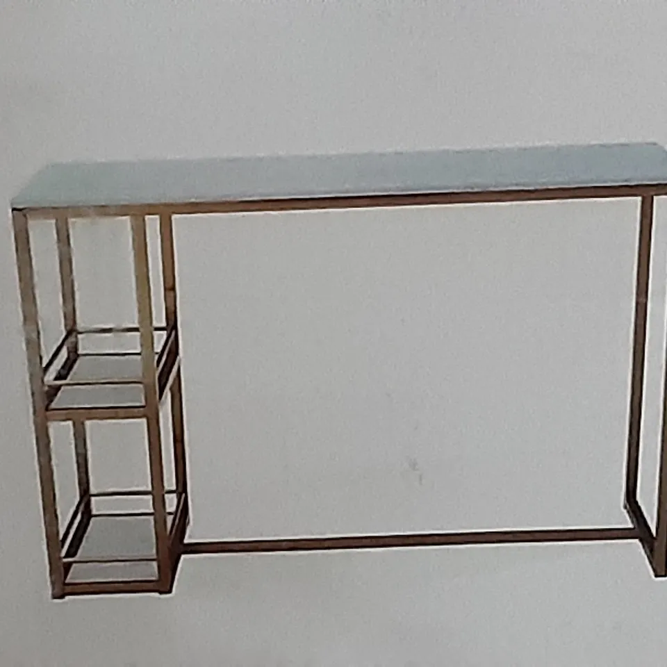 BOXED KENDALL BAR TABLE , MARBLE EFFECT , H94.5 X W124 X D55CM 