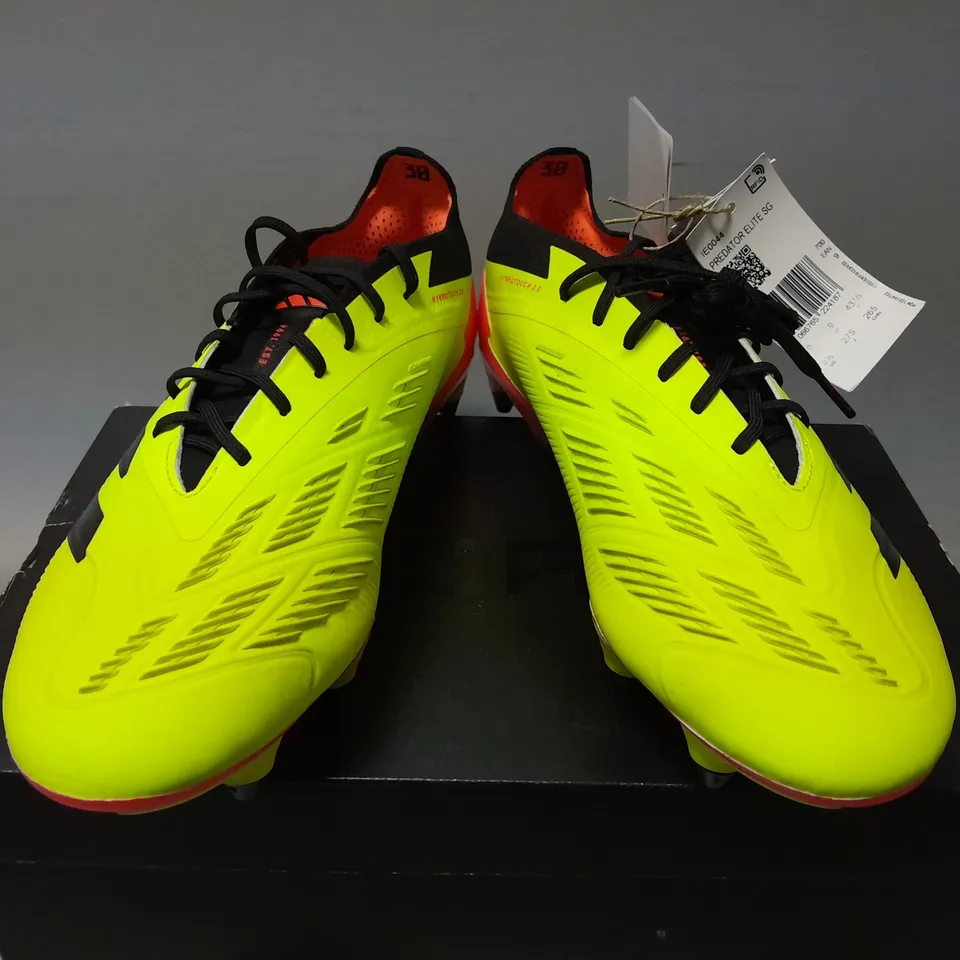 BOXED PAIR OF ADIDAS PREDATOR ELITE FS TRAINERS IN YELLOW/BLACK - UK 9