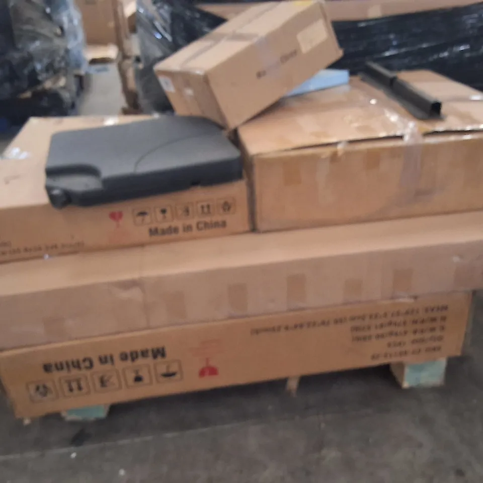 PALLET OF ASSORTED HOUSEHOLD GOODS TO INCLUDE;BENCH,CANVAS,PARASOL BASE,CEILING FITTING,