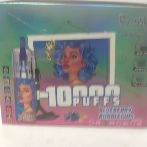 BOXED R AND M TORNADO DISPOSABLE VAPES - BLUEBERRY BUBBLEGUM - 10 PER BOX