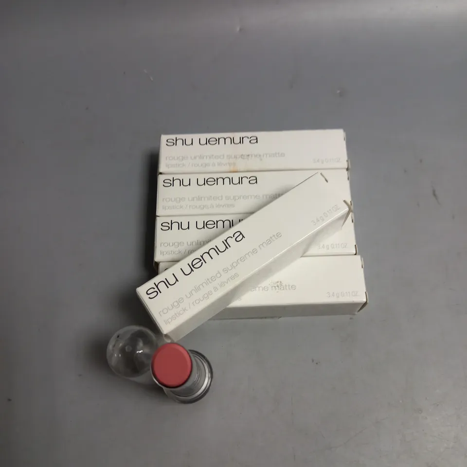 LOT OF 5 SHU UEMURA ROUGE UNLIMITED SUPREME MATTE LIPSTICKS 3.4G
