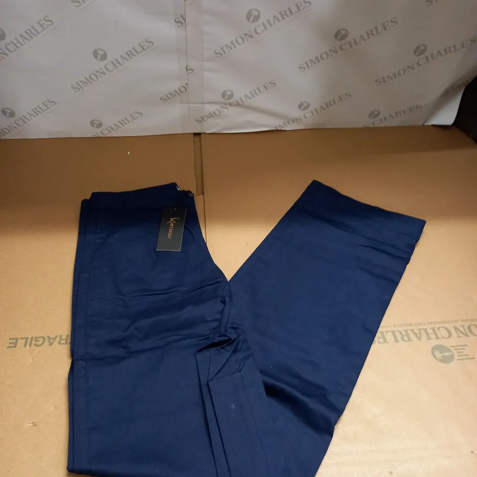 KINTSUGI WOMENS REGULAR LENGHT NAVY TROUSERS WITH WIDE LEG SIZE 10