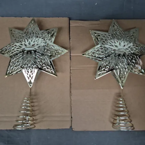 BOXED PACK OF 2 GOLD STAR CHRISTMAS TREE TOPPERS