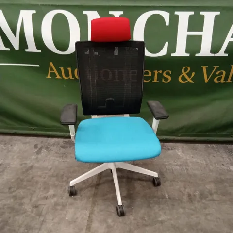 OFFICE CHAIR WITH MESH BACK AND HEADREST - MULTICOLOURED 