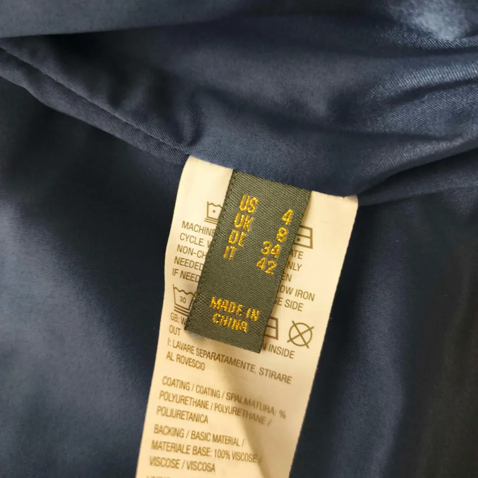 RUTH LANGSFORD NAVY BLUE ZIP-FRONT JACKET – UK 8 (US 4)
