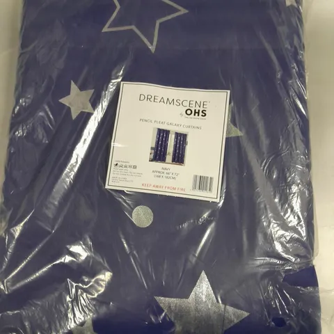 DREAMSCENE BY OHS PENCIL PLEAT GALAXY CURTAINS IN NAVY (168 x 182cm)