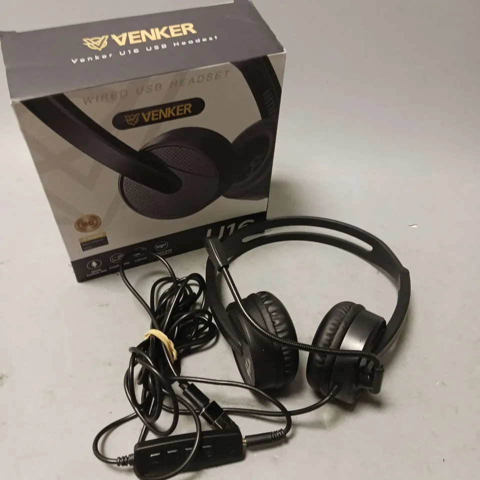 VENKER U16 WIRED USB HEADSET BLACK