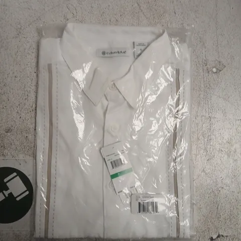 BAGGED CUBAVERA SHIRT IN WHITE SIZE LARGE
