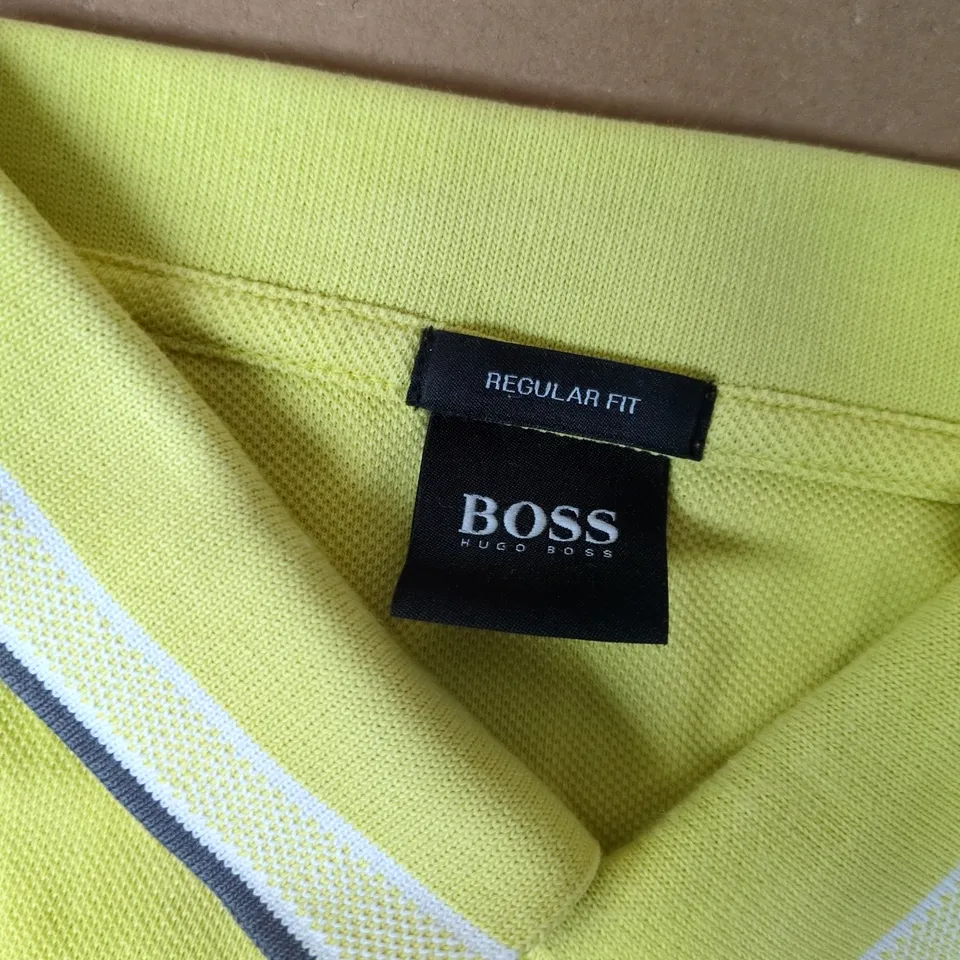 HUGO BOSS REGULAR FIT POLO IN YELLOW - LARGE