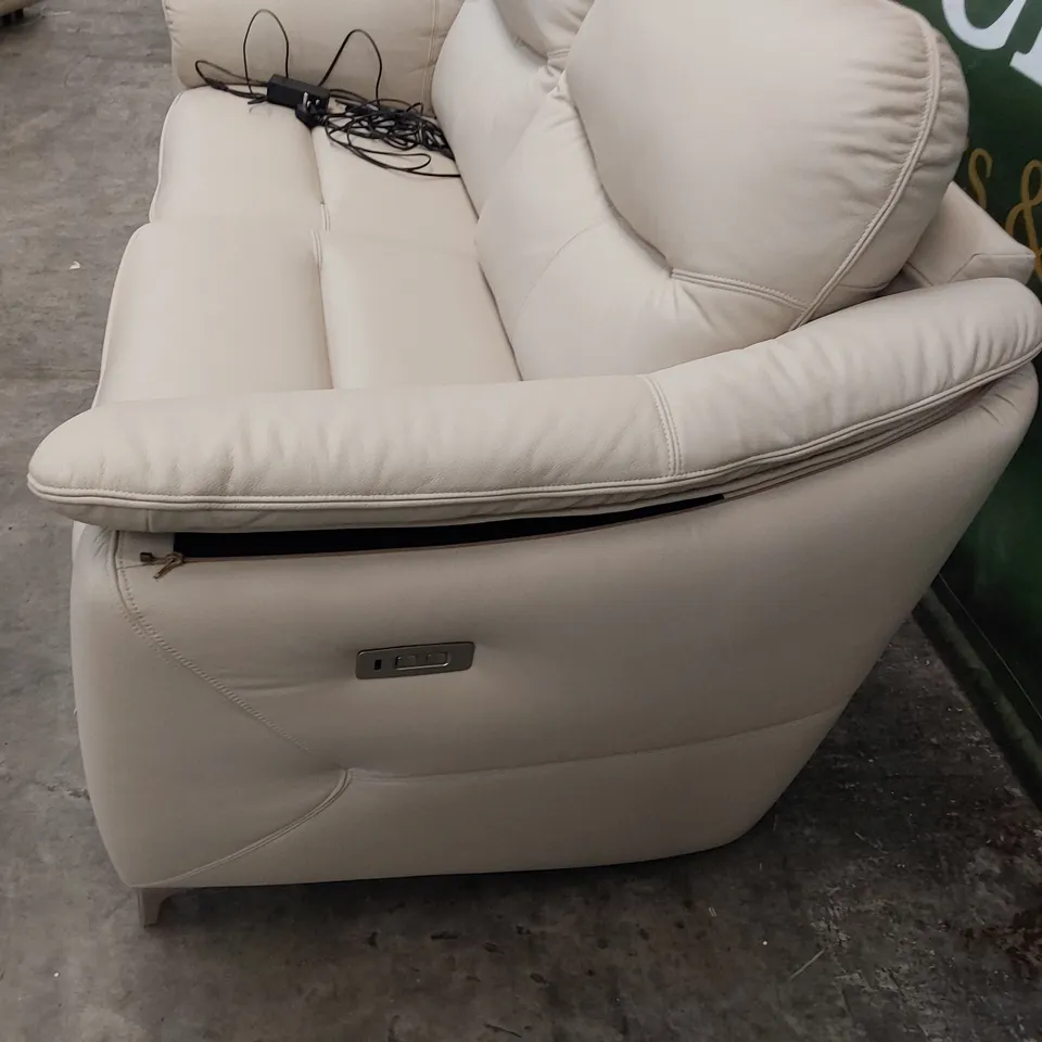 QUALITY BRITISH DESIGNER G PLAN JACKSON POWER RECLINING THREE SEATER SOFA CAMBRIDGE STONE LEATHER 
