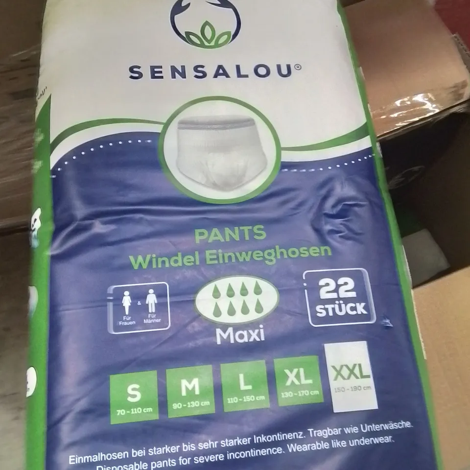PALLET CONTAINING A LARGE QUANTITY OF SENSALOU ADULT MAXI PADS XXL
