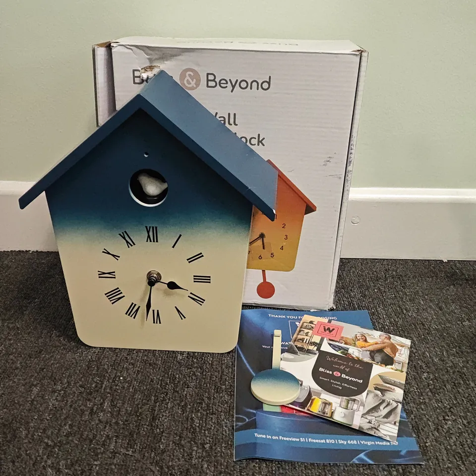 BLISS & BEYOND CUCKOO WALL PENDULUM CLOCK – BATTERY POWERED – BOXED