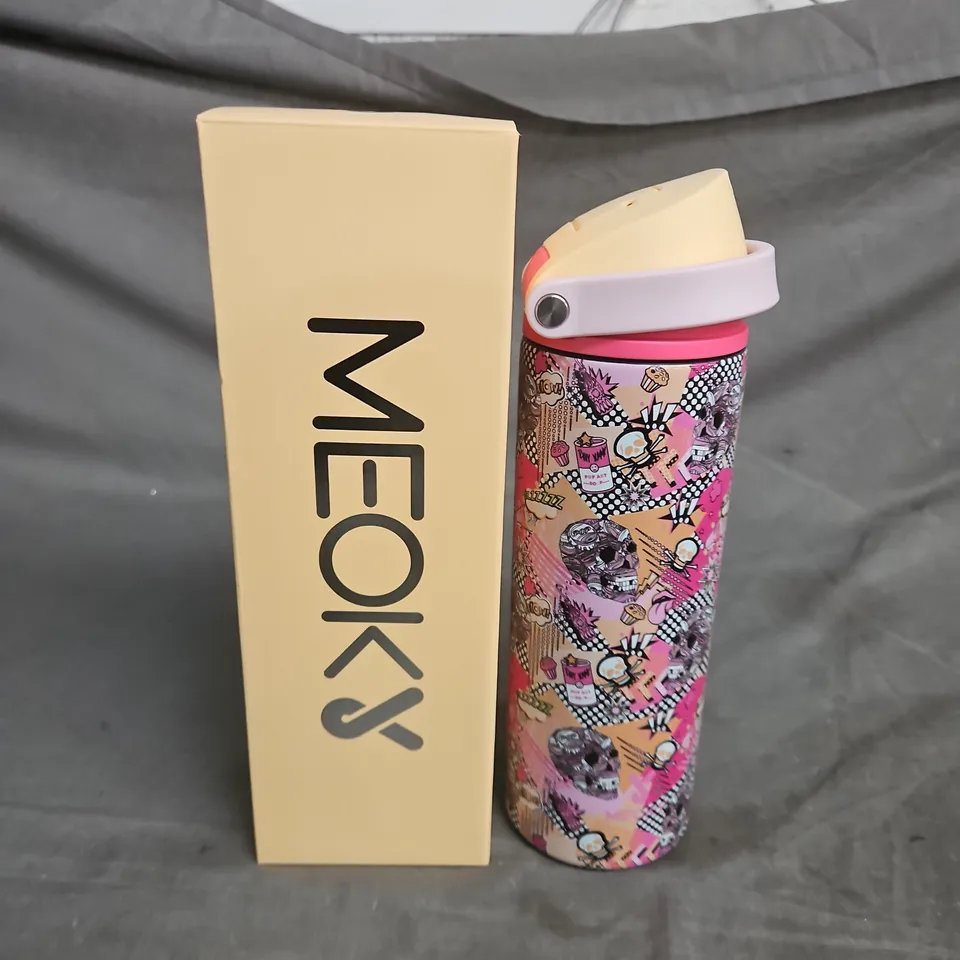 BOXED MEOKY INSULATED TUMBLER BOTTLE WITH PINK GRAPHIC WRAP – 24 OZ (709 ML)