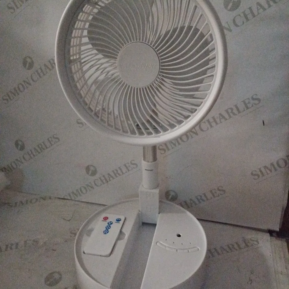 BELL & HOWELL OSCILLATING FOLDING RECHARGEABLE FAN, WHITE