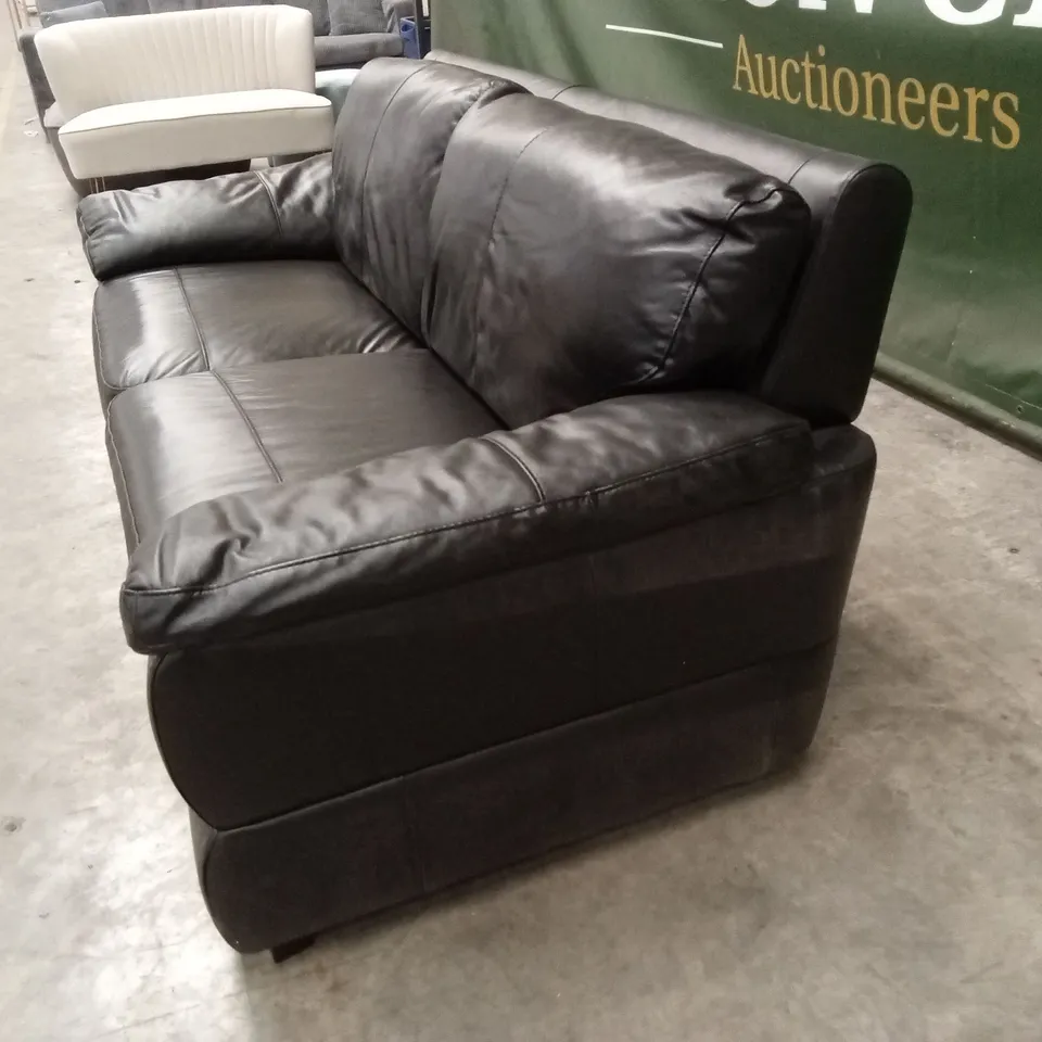 MARLOW ITALIAN LEATHER 3 SEATER SOFA - BLACK RRP £1399