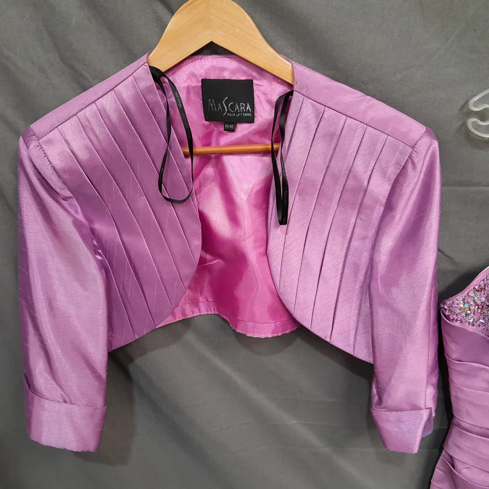 MASCARA EMBELLISHED OCCASIONAL DRESS AND JACKET SET IN PINK - 14