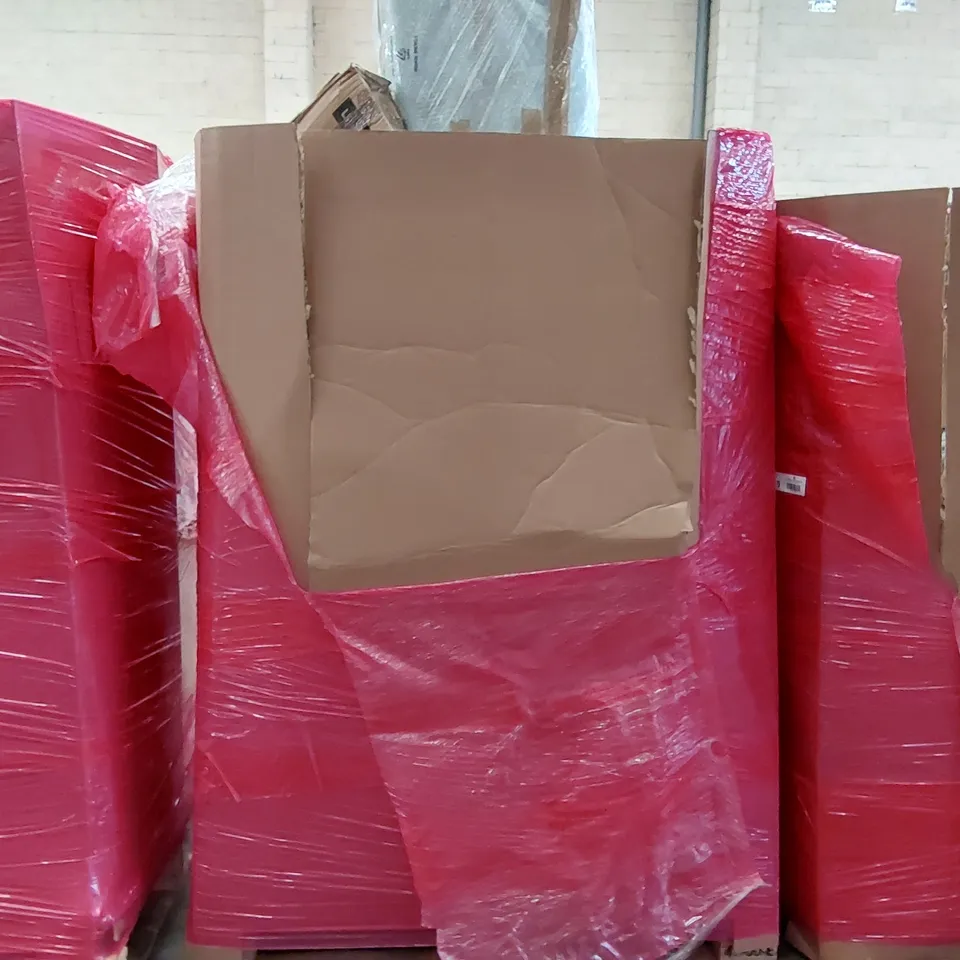 PALLET OF ASSORTED HOMEWARE AND CONSUMER PRODUCTS TO INCLUDE; CHEST OF DRAWERS, FOLDING MATTRESS, SALT GUN, DOOR MAT, CUSHION, PET CRATE ECT.